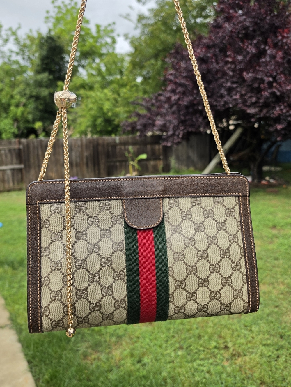 Gucci Brown GG Monogram Sherry Line Accessory Collection Shoulder Bag